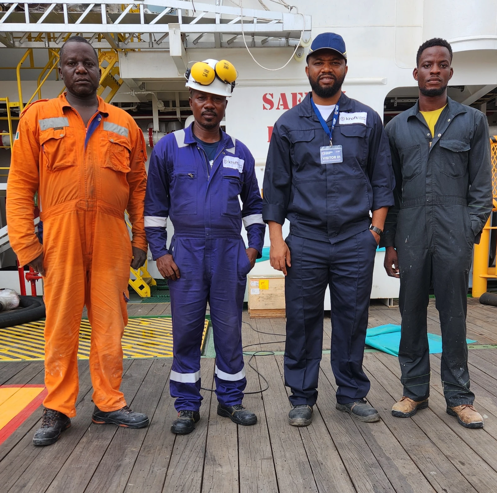Members of the Kroft team on a vessel deck