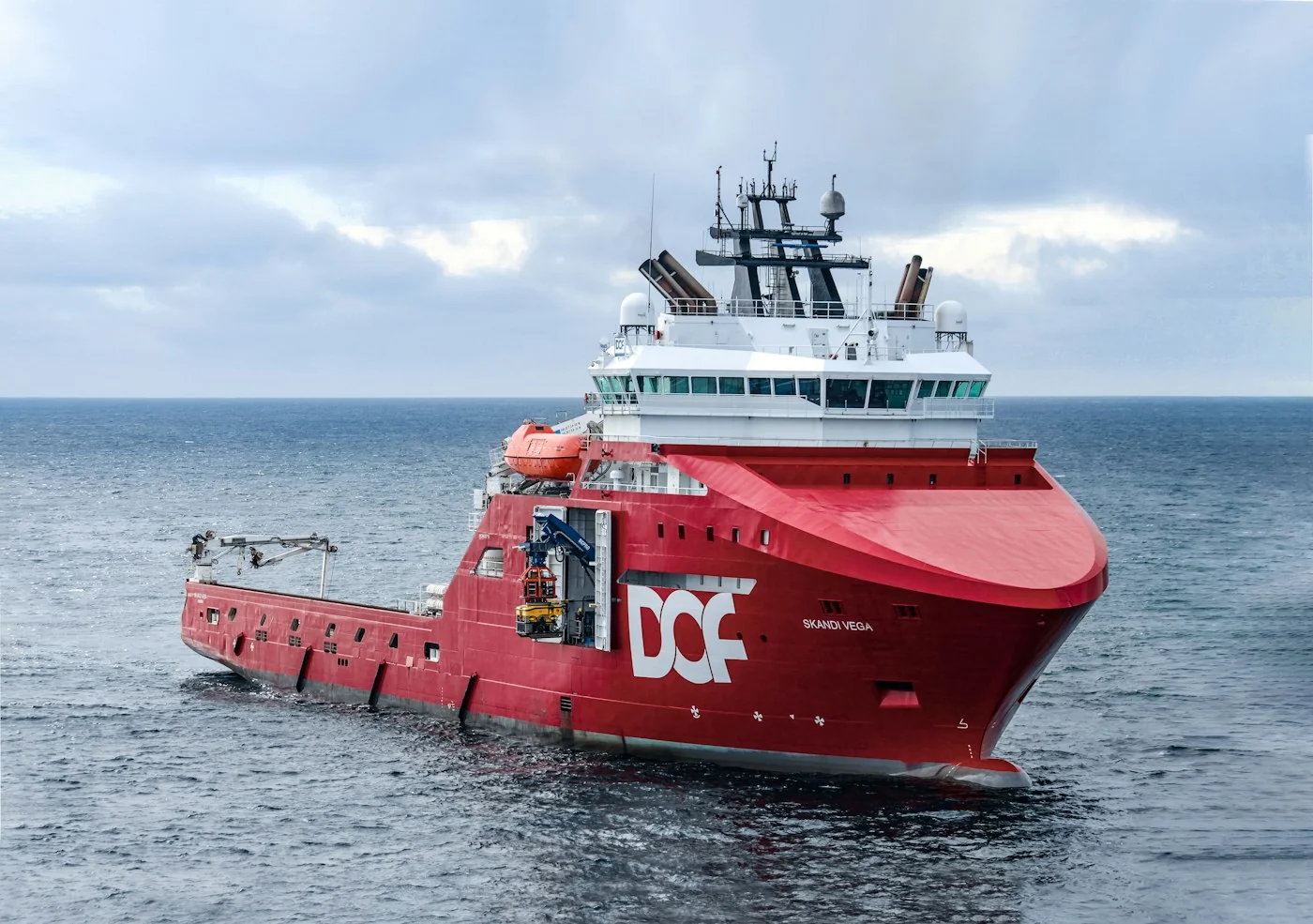 Offshore support vessel at sea